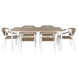 Comedor de Jardín de Resina Blanco-Natural MB-218295