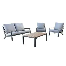 Conjunto de Jardín Antracita de Aluminio-Resina PRAGA