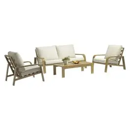Conjunto de Jardín Natural de Aluminio con Mesa de Tablero de Lamas de Aluminio LERIDA - Estancias