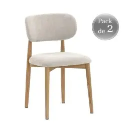 Pack de 2 Sillones de 46 cm Madera-Chenilla Blanca GABAR 11334/1