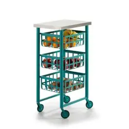Carrito de Cocina de Acero Inoxidable FIFTY-FIFTY Turquesa 3452