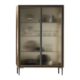 Vitrina de 2 Puertas en Cristal Acanalado y Alunio K2 - Muebles