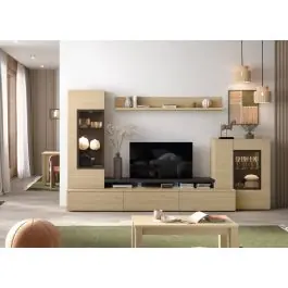 Composición de Salón 330 cm Acabado en Nuez y Ébano NEO.4 311 - Estancias