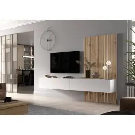 Composición de Salón 240 cm Acabado en Blanco y Artisan BLOCK.2 411 - Estancias
