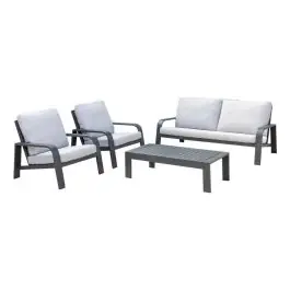 Conjunto de Jardín Aluminio Antracita y Cojines Beige LÉRIDA - Estancias
