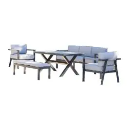 Conjunto de Jardín Aluminio Antracita y Cojines Gris MÁLAGA - Estancias