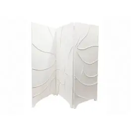 Biombo de Madera Blanco 180x182 cm con Relieve de Líneas Onduladas 42-364