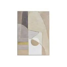 Óleo Abstracto 72x102 cm Tonos Tierra con Líneas Doradas y Marco 80-227