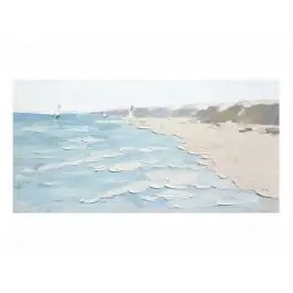 Óleo Abstracto Paisaje Marino 140x70 cm en Tonos Azules y Tierra 81-525