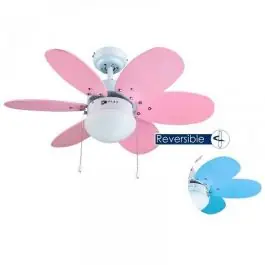 Ventilador Techo Bastilipo Aguadulce 75cm 6 Palas Rosa/Celeste Mando 2833 - Climatización