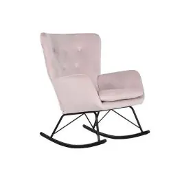 Mecedora Metal‑Poliéster Terciopelo Rosa MB-211337