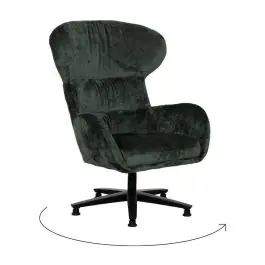 Sillón Giratorio Verde con Base Metálica y Tapizado Suave 612622 - Sillones
