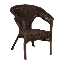 Silla de ratán marrón apilable para salón 60 cm 613348 - Sillas