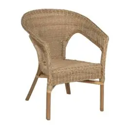 Silla de Salón en Ratán Natural y Madera Color Miel 60 cm 613347 - Sillas