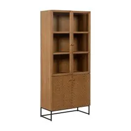 Vitrina Natural de DM y Madera de Fresno con Puertas 198 cm 612156 - Muebles