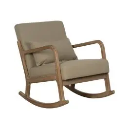 Mecedora de Madera Natural con Tapizado Beige 66 cm 613835 - Sillones