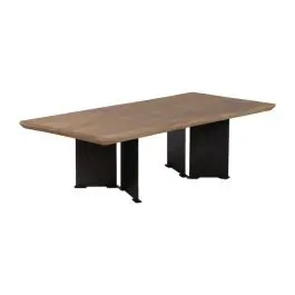 Mesa de Centro Natural de Madera de Mango y Patas de Hierro 150 cm 612852 - Muebles