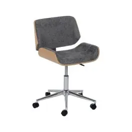 Silla de Oficina Giratoria Gris-Natural con Estructura en Nogal 612641