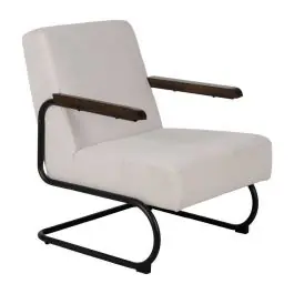 Sillón Beige con Patas de Hierro Negro y Asiento Acolchado 613466 - Sillones