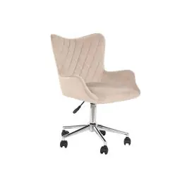 Silla de Oficina Tapizada en Poliéster Crema con Ruedas MB-208355