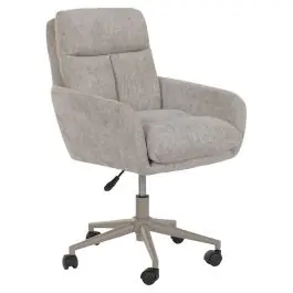 Silla oficina tapizada en poliéster con base metálica y ruedas gris MB-222429