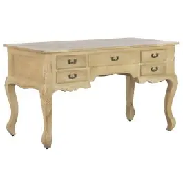 Escritorio de Madera Maciza con Acabado Decapé Natural y 5 Cajones MB-223361