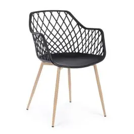 Silla de Comedor con Patas de Acero y Asiento PP OPTIK Negro 0733413 - Sillas