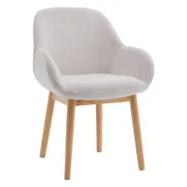 Silla de Comedor Tapizada en Tela Blanca con Reposabrazos MILCA - Sillas