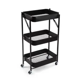 Carro Plegable Metálico con 3 Cestas en Color Negro 22250185 - Muebles