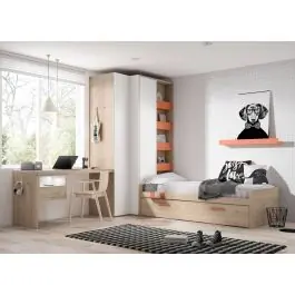 Dormitorio Juvenil con Cama Nido MOVE y Armario Rincón ADAPT 02 - Estancias