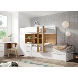 Dormitorio Juvenil Cama Tren ADAPT 43 con Cama Nido CUBE y Ropero Extraíble - Estancias