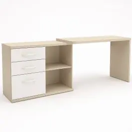 Escritorio Giratorio Derecho en Color Perla y Blanco LIDER GO - Muebles