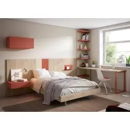 Dormitorio Juvenil con Bancada Volada y Escritorio con Estantería ADAPT 73 - Estancias