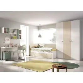 Dormitorio Juvenil con Cama Compacta y Armario MUNDO JOVEN C101 - Estancias