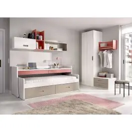 Dormitorio Juvenil con Cama Nido y Armario MUNDO JOVEN C102 - Estancias