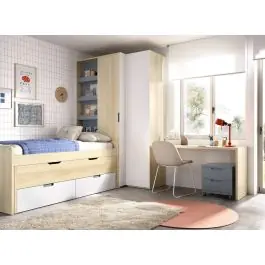 Dormitorio Juvenil con Armario Rincón y Cama MUNDO JOVEN C112 - Estancias
