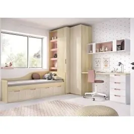 Dormitorio Juvenil con Cama Nido y Armario MUNDO JOVEN C206 - Estancias