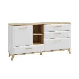 Aparador 2 Puertas y 3 Cajones Blanco y Roble WARDIOL WRDK233L-M982