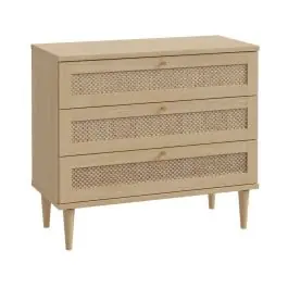 Mesita de Noche 3 Cajones en Roble Elegancia y Tecno Ratán CALASETTA CQSK211-D95D