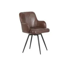 Sillón Giratorio de Piel con Patas de Hierro MB-223598