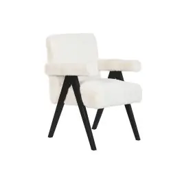 Butaca de Madera Tapizada en Pelo Blanco MB-220500