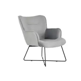 Butaca de Terciopelo Gris con Estructura Metálica MB-206618