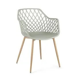 Silla de Comedor con Patas de Acero y Asiento PP OPTIK Verde 0733416 - Sillas
