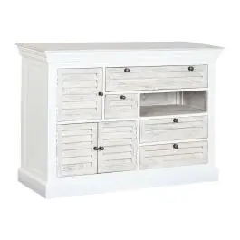 Cajonera de Madera de Mango Blanca Envejecida 115 cm MB-219424