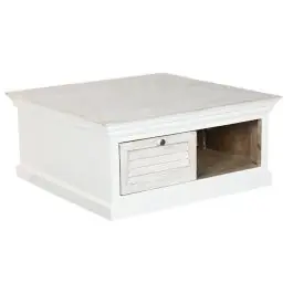 Mesa de Centro Cuadrada en Madera de Mango Blanco MB-219425