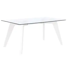 Mesa de Comedor de Cristal Templado Blanco con Patas MDF MB-207701