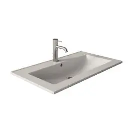 Lavabo de Baño Rectangular en Cerámica Blanco FLAT 80022 - Estancias