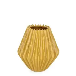 Florero Decorativo Bajo de Cerámica Circular en Color Ocre ELDAR 0503497 - Decoración
