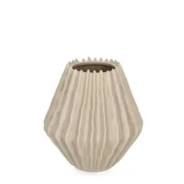 Florero Decorativo Bajo de Cerámica Circular en Color Beige ELDAR 0503495 - Decoración