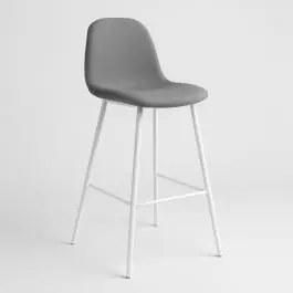 Taburete de Cocina con Respaldo Tapizado en Tela CLAVEL - Muebles
